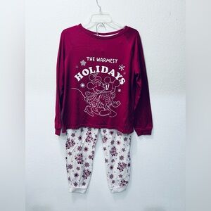 Women's Mickey Mouse Pajamas Women's Holiday Minnie 2 Piece Set Pants.